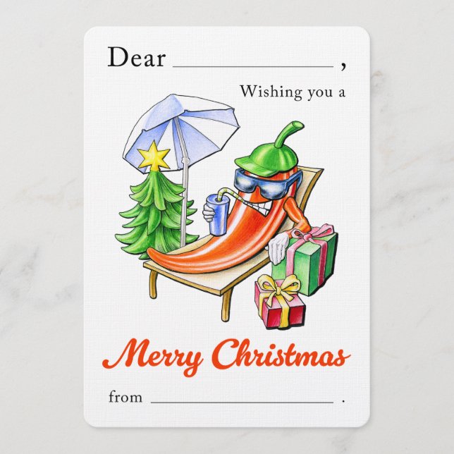 Funny Chili Merry Christmas Fill-in By Hand Cute Einladung (Vorderseite)