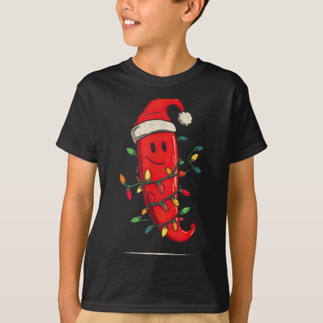 Funny Chili Pepper Christmas Graphics Lights Lover T-Shirt (Vorderseite)