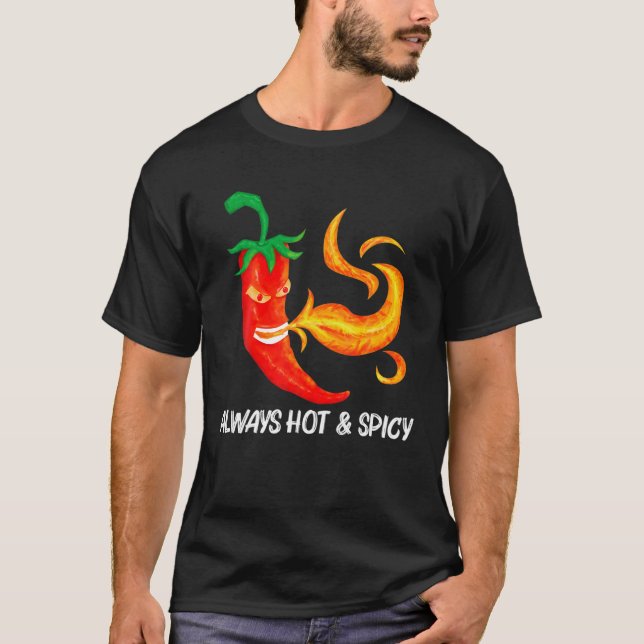 Funny Chili Pfeffer für Damen Rot scharf flammend T-Shirt (Vorderseite)