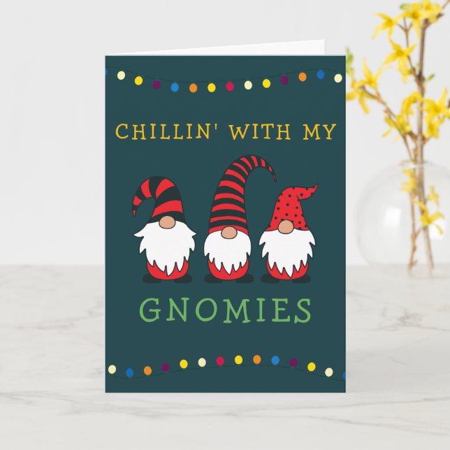 Funny Chillin' mit meinen Gnomen Weihnachtslöffel  Karte (Gelbe Blume)