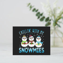 Funny Chillin' mit meiner Snowmies Weihnachts-Post Postkarte