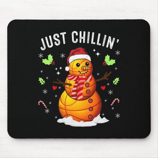 Funny Chillin' Snowman Sketll Ll Weihnachtsmannmüt Mousepad (Vorne)