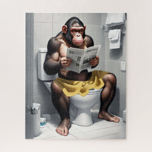 Funny Chimp auf einer Toilette