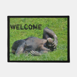 Funny Chimpanzee Foto Willkommen Fußmatte