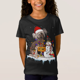 Funny Chinese Creed Dog Christmas Snowman Xmas L T-Shirt