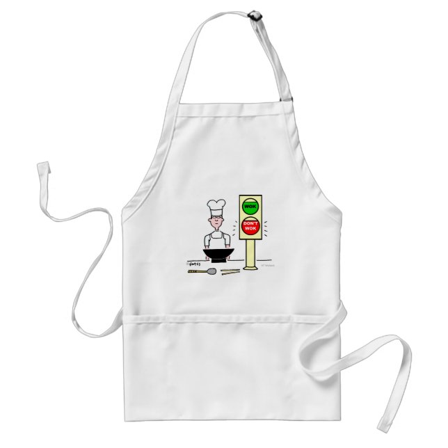 Funny Chinese Food Sticker Fry Wok Cartoon Art Schürze (Vorne)