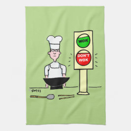 Funny Chinese Food Stir Fry Wok Cartoon Küche Küchentuch