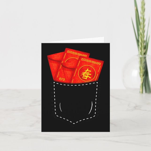 Funny Chinese New Year Fake Cket Red Envelopes Luc Karte (Vorderseite)