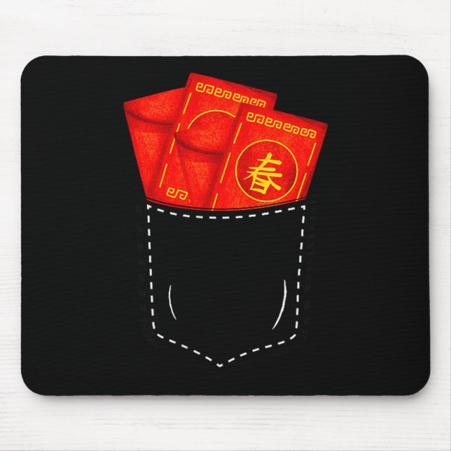 Funny Chinese New Year Fake Cket Red Envelopes Luc Mousepad (Vorne)