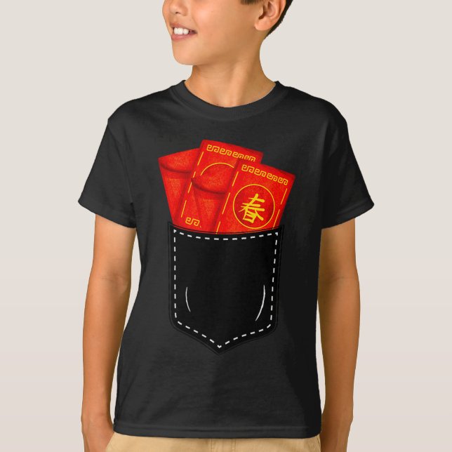 Funny Chinese New Year Fake Cket Red Envelopes Luc T-Shirt (Vorderseite)