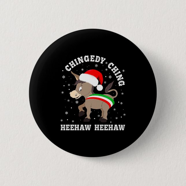 Funny Chingedy Ching Hee Haw Santa Merry Christmas Button (Vorderseite)