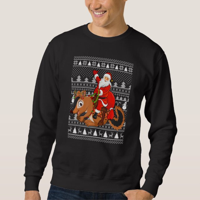 Funny Chipmunk Lover Santa Riding Chipmunk Ugly Ch Sweatshirt (Vorderseite)