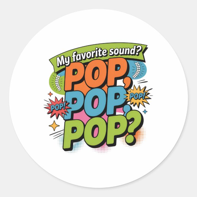 Funny Chiropractor Pop Sound Gift Runder Aufkleber (Vorderseite)