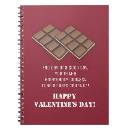 Funny Chocolate Bar Valentine's Day Message Notizblock