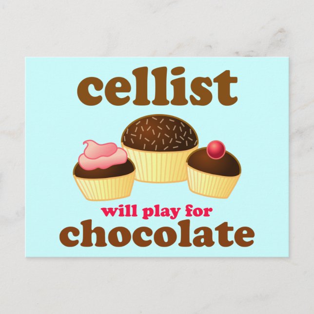 Funny Chocolate Cello Postcard Postkarte (Vorderseite)