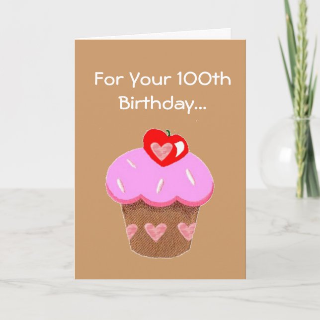Funny Chocolate Cupcake 100. Geburtstagskarte Karte (Vorderseite)
