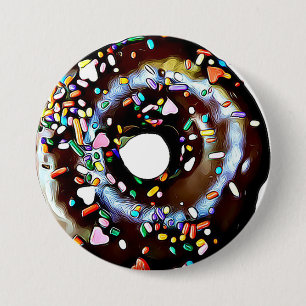 Funny Chocolate Donut Doughnut Button