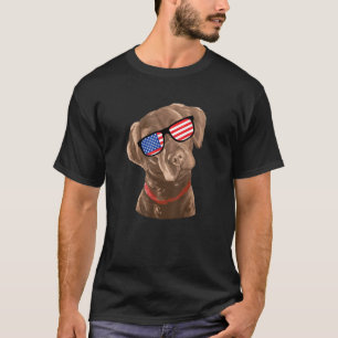Funny Chocolate Labrador American Flag 4. Juli T-Shirt