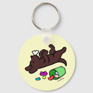 Funny Chocolate Labrador Cartoon Illustration Schlüsselanhänger