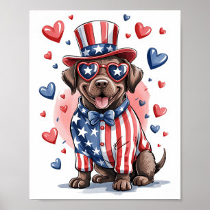 Funny Chocolate Labrador Hund 4. Juli Independe Poster