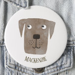 Funny Chocolate Labrador Retriever Dog Individuell Button<br><div class="desc">Eine niedliche Schokolade Labrador Retriever Hunde Aquarellmalerei,  um Sie zum Lächeln zu bringen. Anpassen durch Ändern oder Entfernen des Namens.</div>