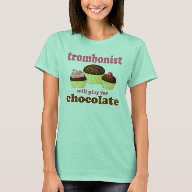 Funny Chocolate Trombonist Gift T-Shirt (Vorderseite)