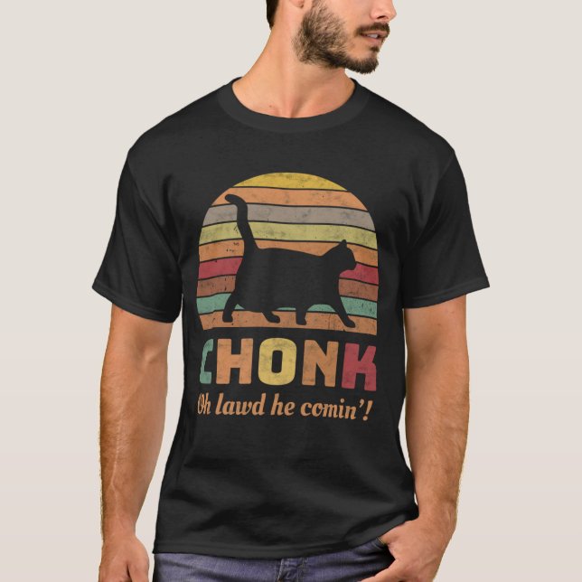 Funny Chonk Scale Cat Meme T-Shirt (Vorderseite)