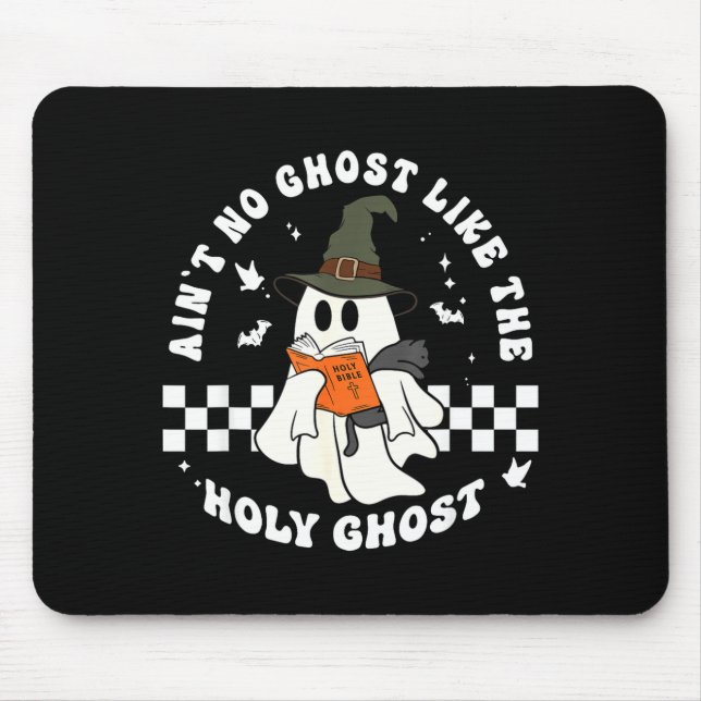 Funny Christian Ghost With Bible Retro Catholic Cu Mousepad (Vorne)