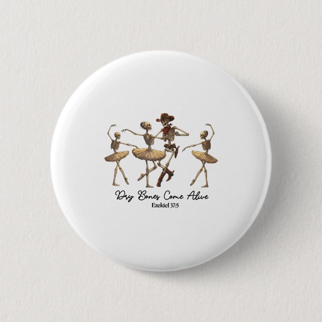 Funny Christian Halloween Ballet Cowboy Skeleton P Button (Vorderseite)