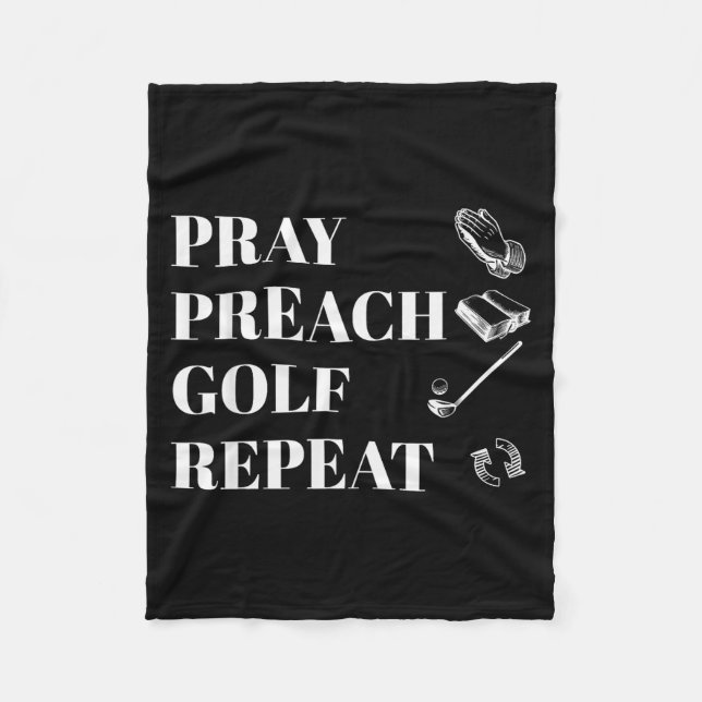 Funny Christian Pray Preach Golf Repeat Pastor Min Fleecedecke (Vorderseite)