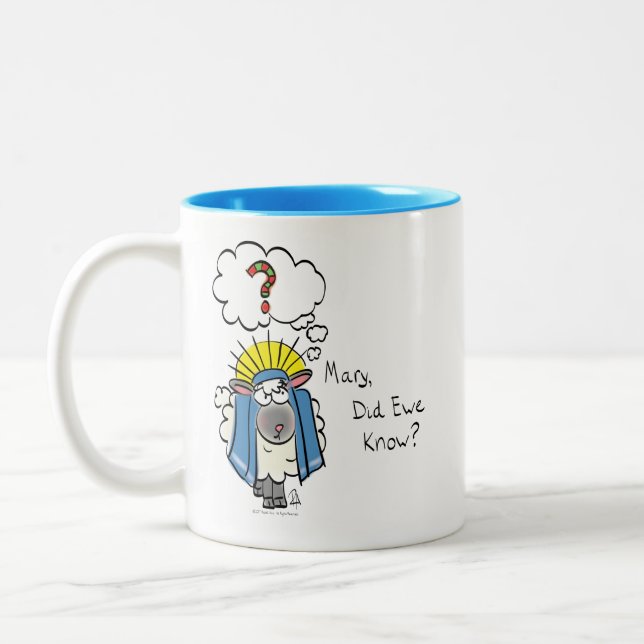 Funny Christlich Christmas Niedliche Schafe Zweifarbige Tasse (Links)