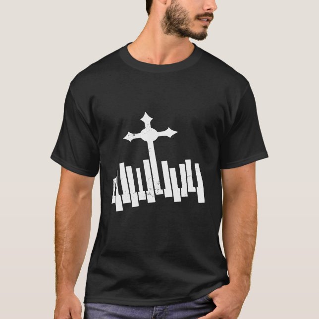 Funny Christlich Keyboard Piano Player Lover Gesch T-Shirt (Vorderseite)