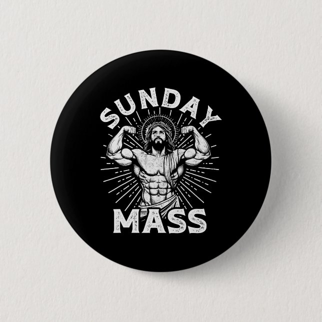 Funny Christlich Sunday M Bodybuilder Gym Jesus Mo Button (Vorderseite)