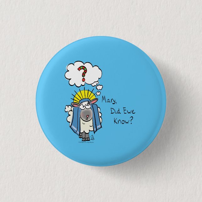 Funny Christlich Weihnachten Niedliche Schafe Cart Button (Vorderseite)