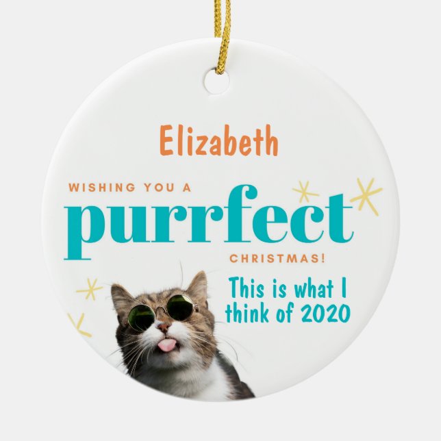 FUNNY Christmas 2020 Zierkatze und Toilettenpapier Keramik Ornament (Vorne)