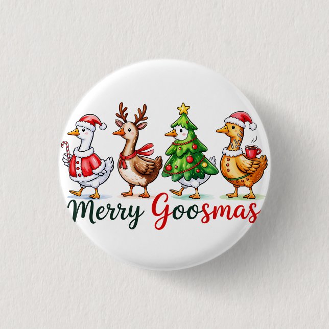 Funny Christmas Albern Gänse Button (Vorderseite)
