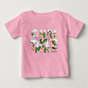 Funny Christmas Alphabet Wildtier anpassen Baby T-shirt
