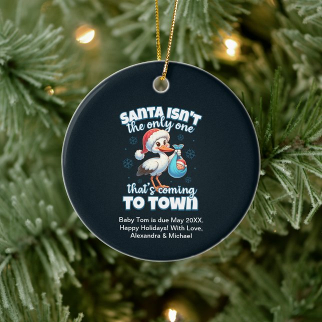Funny Christmas Baby Pregnancy Ankündigung Keramik Ornament (Baum)