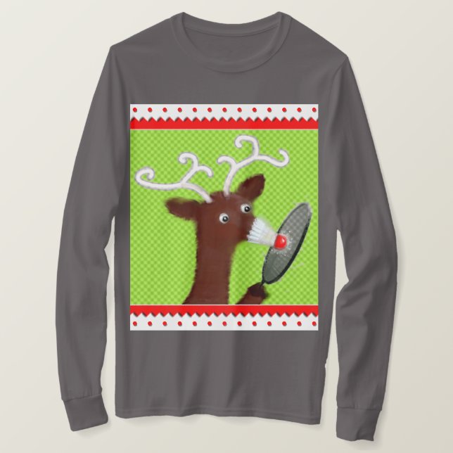 Funny Christmas Badminton T-Shirt (Design vorne)