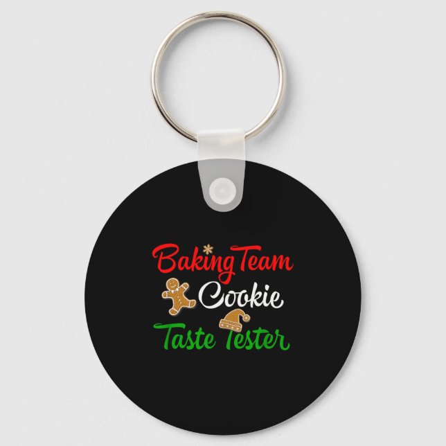 Funny Christmas Baking Team Cookie Taste Tester  Schlüsselanhänger (Vorderseite)