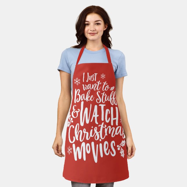 Funny Christmas Baking Watch Movies Zitat Design Schürze (Getragen)