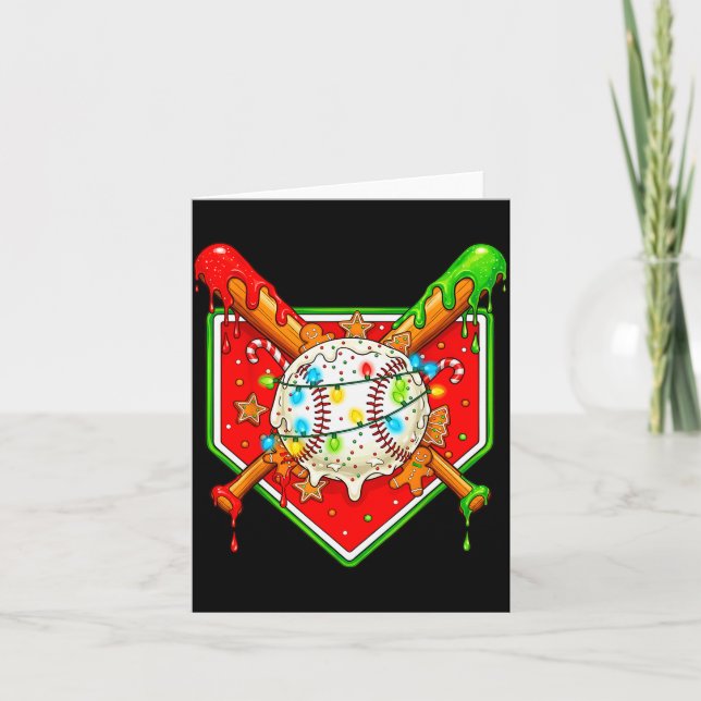Funny Christmas Baseball Ice Cream Drip Men Women  Karte (Vorderseite)