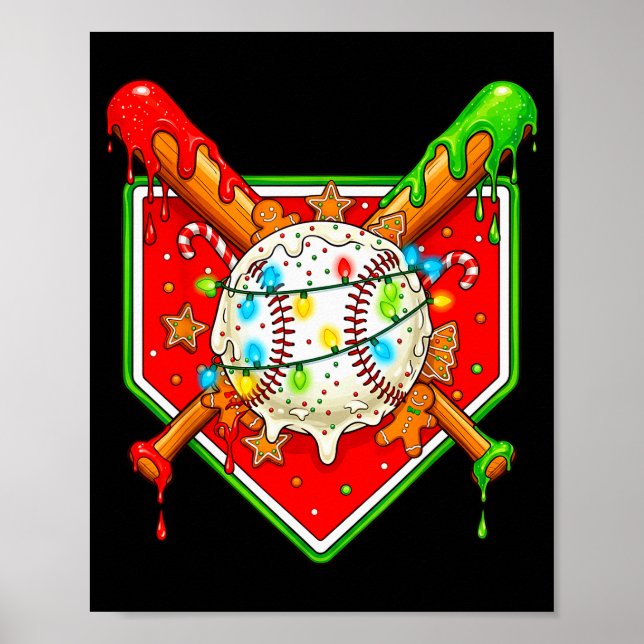 Funny Christmas Baseball Ice Cream Drip Men Women  Poster (Vorne)