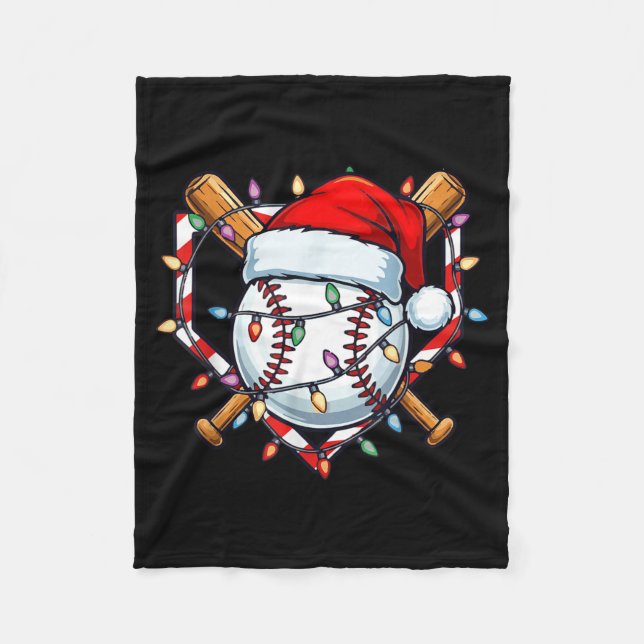 Funny Christmas Baseball Santa Hat For Baseball Pl Fleecedecke (Vorderseite)
