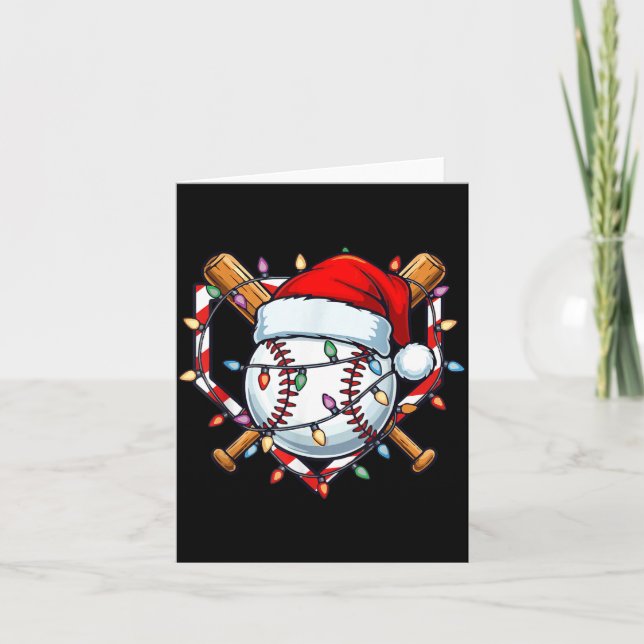 Funny Christmas Baseball Santa Hat For Baseball Pl Karte (Vorderseite)