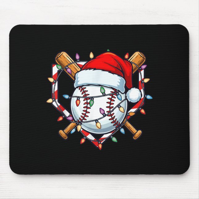 Funny Christmas Baseball Santa Hat For Baseball Pl Mousepad (Vorne)