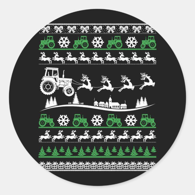 Funny Christmas Bauer Landwirtschaft Runder Aufkleber (Vorderseite)