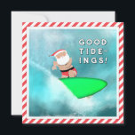 Funny Christmas Beach Surfing Feiertagskarte<br><div class="desc">Creative Santa Surfer Weihnachtskarten.</div>