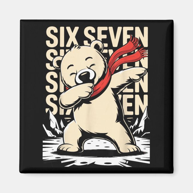 Funny Christmas Bear Dabbing Xmas Dab Six Seven 67 Magnet (Vorne)