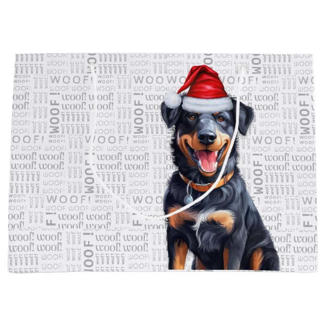 Funny Christmas Beauceron Dog Lover Große Geschenktüte (Vorderseite)